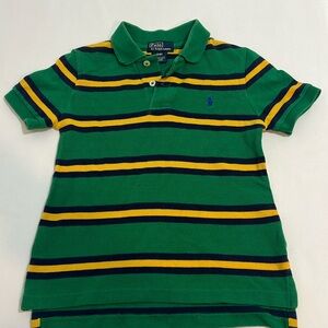 Stripes cotton mesh polo shirt- 4T Staffored green multi